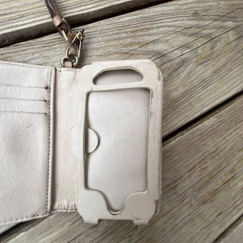 Michael Kors Wallet/Phone Case Wristlet, Cream/Brown